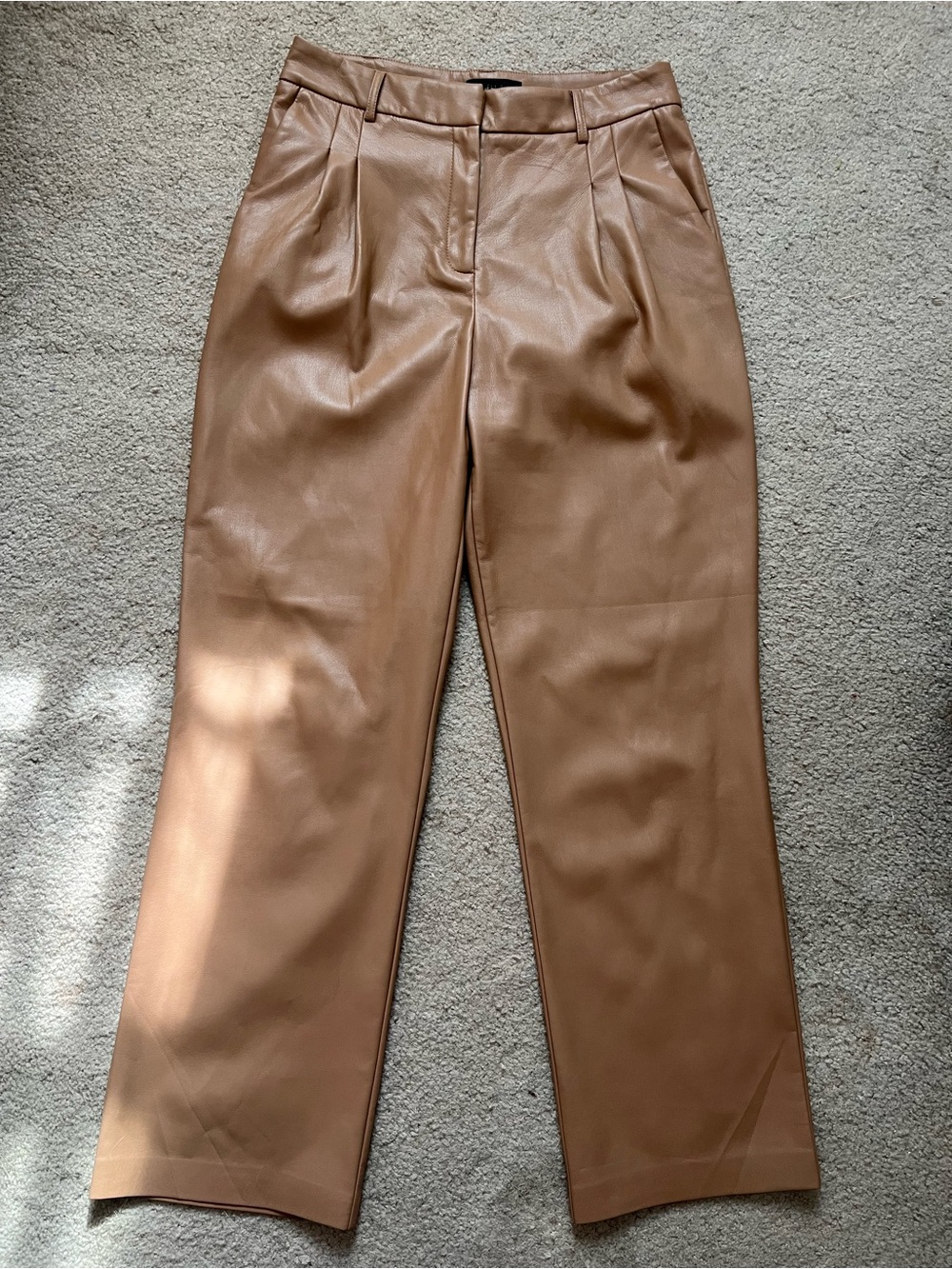 House of Harlow 1960 Tailored Faux Leather Trousers in Camel Brown